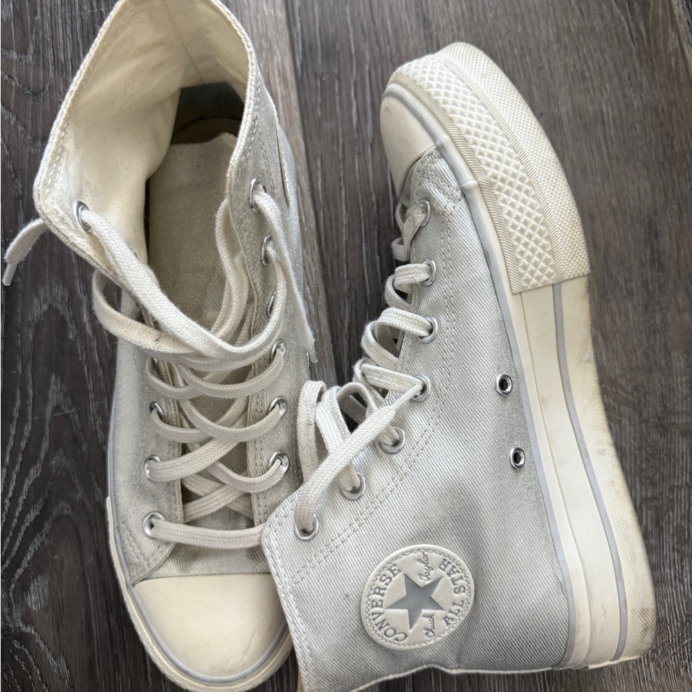 CONVERSE Women's High-Top Canvas Sneakers in Silver